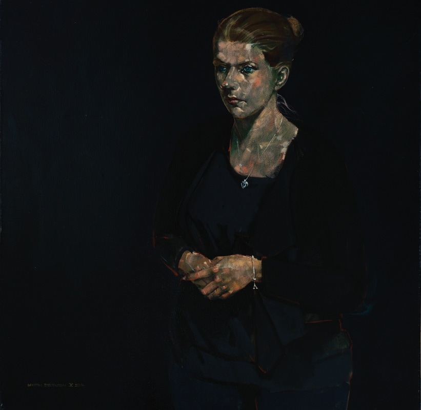 portrait painting on black dark study of catherine