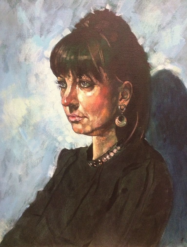 acrylic portrait painting sketch of edyta
